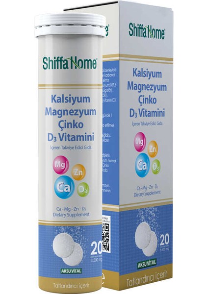 Kalsiyum Magnezyum Çinko D3 Vitaminli 20 Tablet