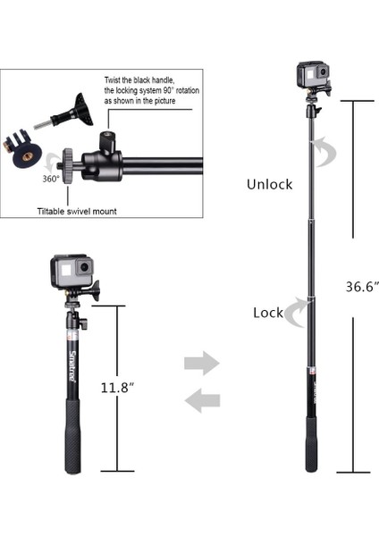 Smapole Q3S Monopod / Tripod (Cep Telefonu, Kompakt Kamera ve Gopro Uyumlu Monopod-Tripod)