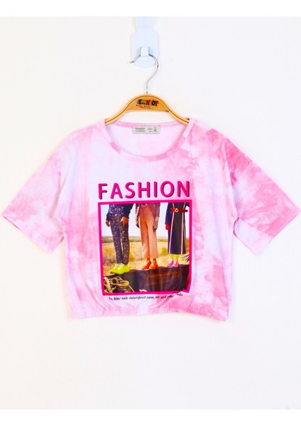 Toontoy Kız Çocuk Batik Desenli Fashıon Baskılı Crop Tişört