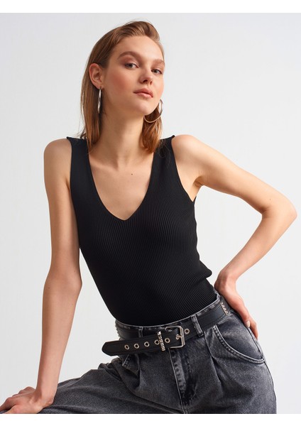 2604 Önü Arkası V Atlet-Siyah