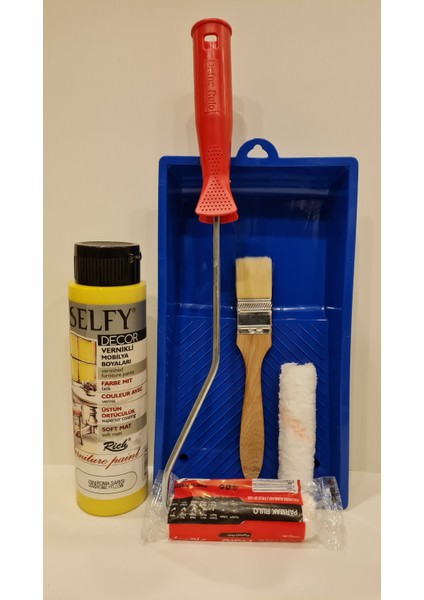 Selfy Decor 500 cc 750 gr Roma Sarısı Kendinden Vernikli Dolap Boyama Seti