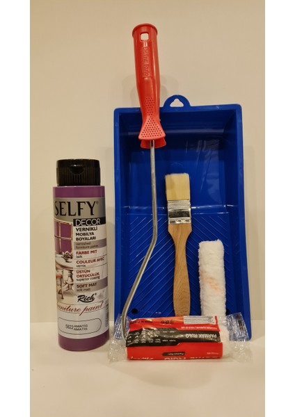 Selfy Decor 500 cc 750 gr Amatis Mor Kendinden Vernikli Dolap Boyama Seti