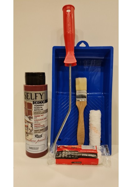 Selfy Decor 500 cc 750 gr Burgundy Bordo Kendinden Vernikli Dolap Boyama Seti