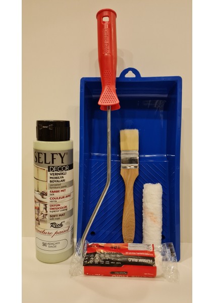 Selfy Decor 500 cc 750 gr Adaçayı Yeşili Kendinden Vernikli Dolap Boyama Seti