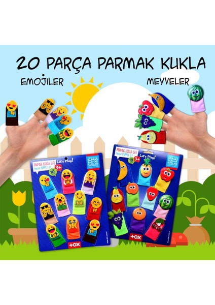 2 Set - 20 Parça Tox Emojiler ve Meyveler Parmak Kukla 106/105