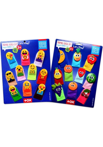 2 Set - 20 Parça Tox Emojiler ve Meyveler Parmak Kukla 106/105