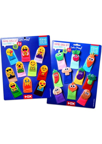 2 Set - 20 Parça Tox Emojiler ve Sebzeler Parmak Kukla 106/104