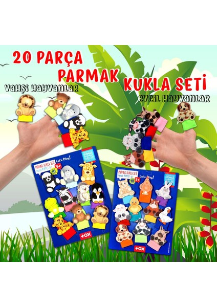 2 Set - 20 Parça Tox Evcil Hayvanlar ve Vahşi Hayvanlar Parmak Kukla 77-2/78-1