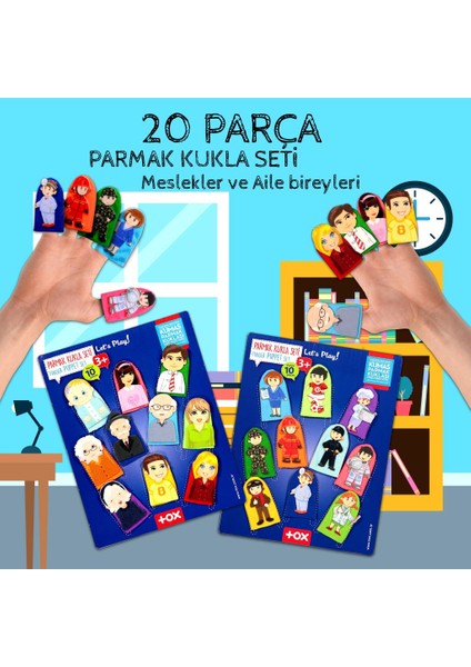 2 Set - 20 Parça Tox Meslekler ve Aile Üyeleri 20 Parça Parmak Kukla 75-1/76-1