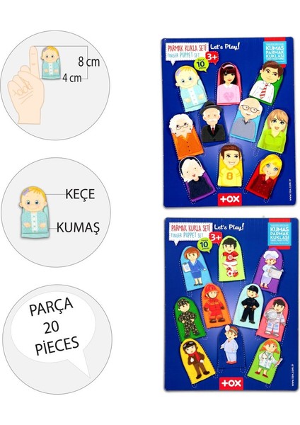 2 Set - 20 Parça Tox Meslekler ve Aile Üyeleri 20 Parça Parmak Kukla 75-1/76-1