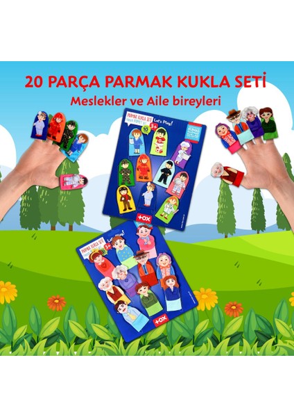 2 Set - 20 Parça Tox Aile Üyeleri ve Meslekler 20 Parça Parmak Kukla 75-2/76-1