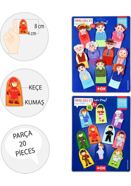2 Set - 20 Parça Tox Aile Üyeleri ve Meslekler 20 Parça Parmak Kukla 75-2/76-1