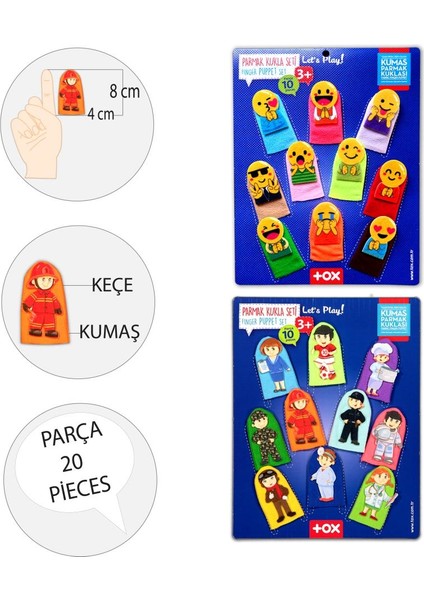 2 Set - 20 Parça Tox Emojiler ve Meslekler Parmak Kukla 106/76-1