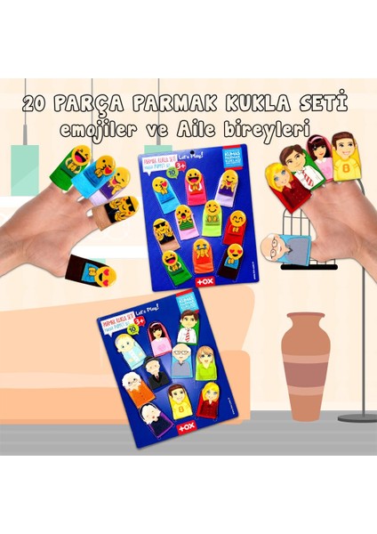 2 Set - 20 Parça Tox Emojiler ve Aile Bireyleri Parmak Kukla 106/75-1