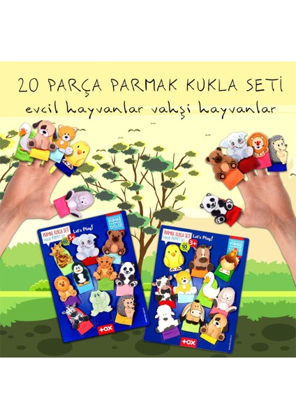 2 Set - 20 Parça Tox Evcil Hayvanlar ve Vahşi Hayvanlar Parmak Kukla 77-1/78-2