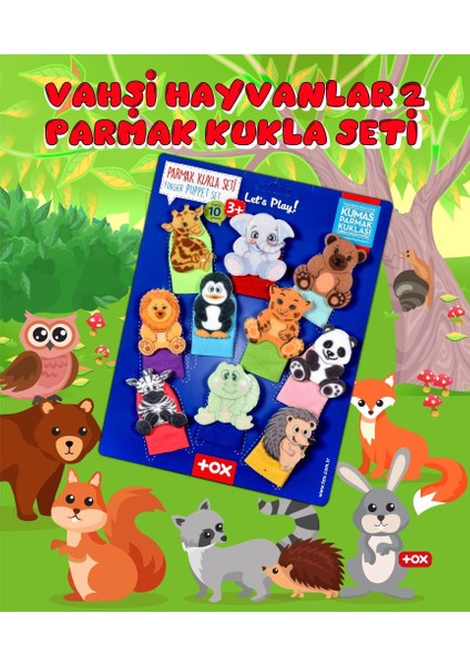 2 Set - 20 Parça Tox Evcil Hayvanlar ve Vahşi Hayvanlar Parmak Kukla 77-1/78-2