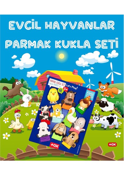 2 Set - 20 Parça Tox Evcil Hayvanlar ve Aile Bireyleri Parmak Kukla 77-1/75-2