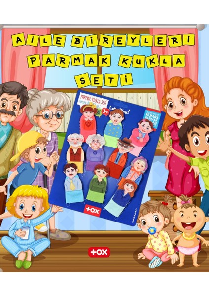 2 Set - 20 Parça Tox Evcil Hayvanlar ve Aile Bireyleri Parmak Kukla 77-1/75-2