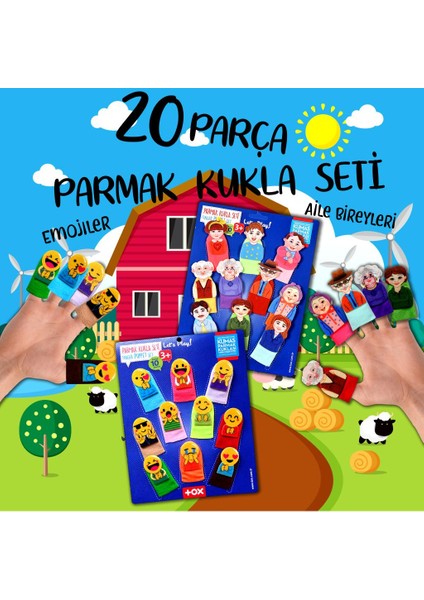 2 Set - 20 Parça Tox Emojiler ve Aile Bireyleri Parmak Kukla 106/75-2