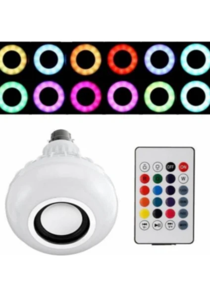 LED Hightek Gece Lambası Bluetooth Hoparlör Rgb Ledli Lamba Kumandalı Mp3 Çalar Ampul