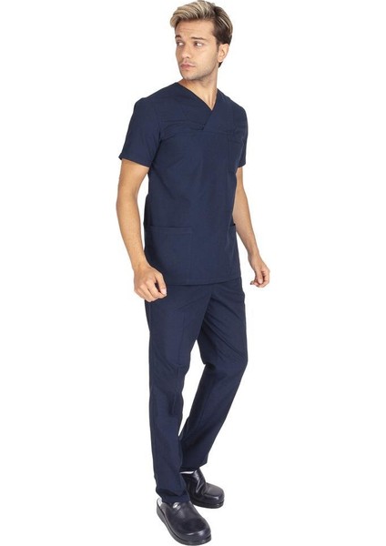 Erkek Doktor Hemşire Forması Scrubs Alpaka Kumaş Hastane Nöbet Takımı Zarf Yaka Klasik Kol fiyatları