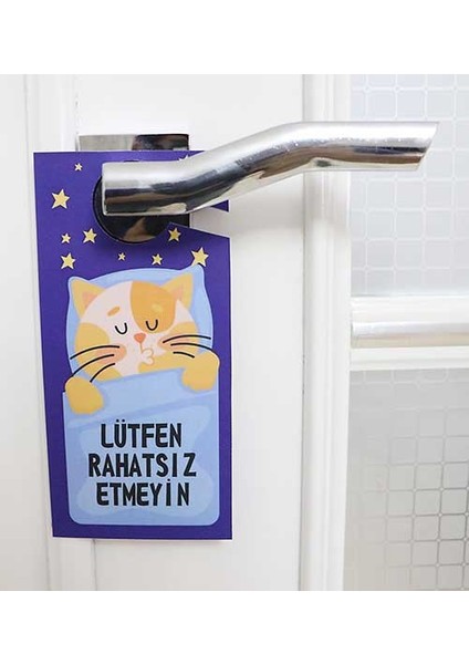 2'li Kedi Temalı "lütfen Rahatsız Etmeyin" Kapı Askı Uyarısı fiyatları