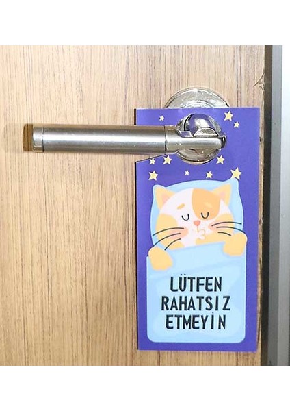2'li Kedi Temalı "lütfen Rahatsız Etmeyin" Kapı Askı Uyarısı modelleri
