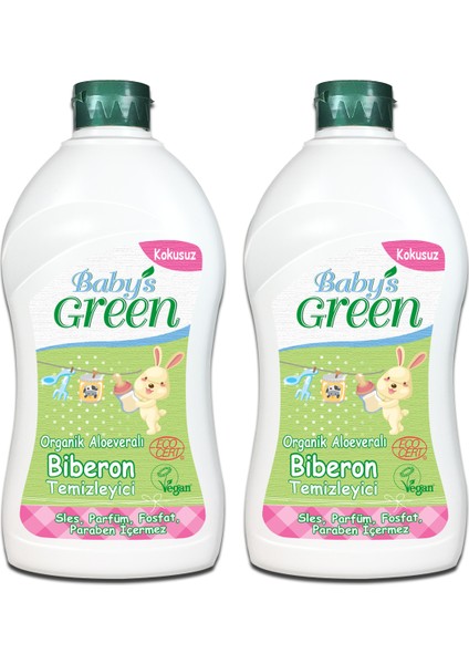 Baby's Green Organik Aloeveralı Bebek Biberon  ve Emzik Temizleyici 500 ml Ecocert 2'li Set