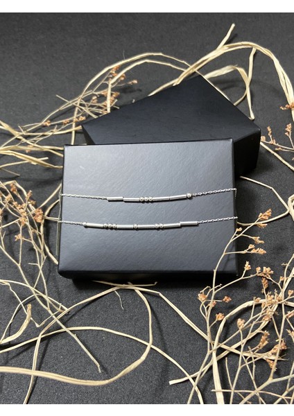 925 Ayar 2'li Gümüş Mors Alfabesi Bileklik "aşkım" Yazılı