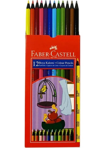 12 Renk Tam Boy Kuru Boya Kalemi Siyah Lata fiyatları