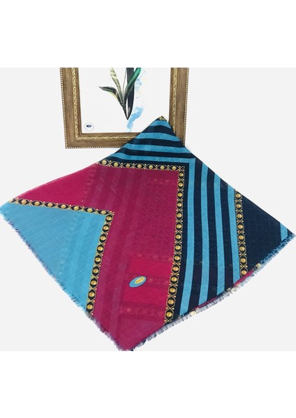 Flamlı Keten Tülbent Mavi