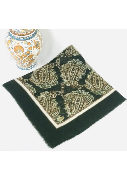 Flamlı Keten Tülbent Haki Yeşil