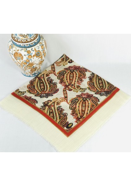 Flamlı Keten Tülbent Krem