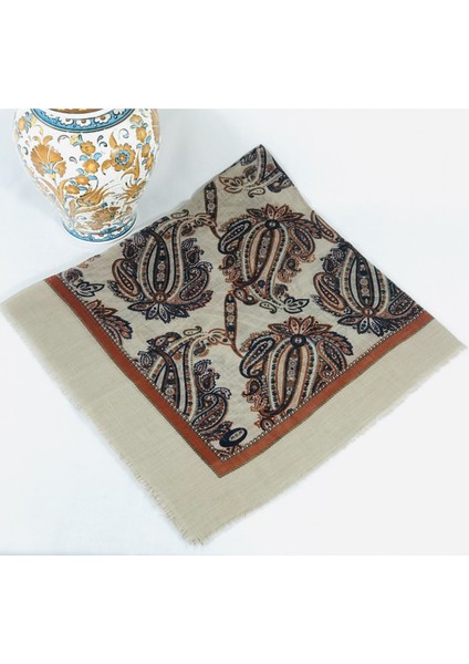 Flamlı Keten Tülbent Bej