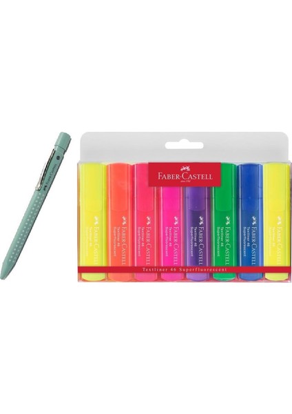 Grip 2010 0.7 mm Mint + Faber-Castell 46 Textliner Fosforlu Kalem Seti