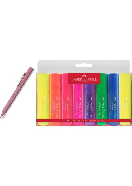 Grip 2010 0.5 mm Rose + Faber-Castell 46 Textliner Fosforlu Kalem Seti