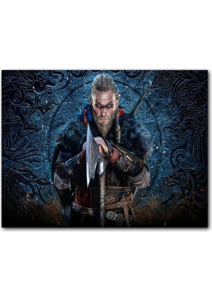 Cakatablo Ahşap Tablo Assassins Creed Valhalla Savaşçı Görseli