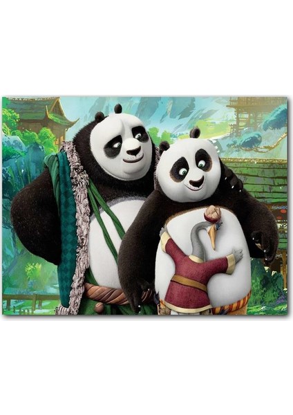 Cakatablo Ahşap Tablo Li Shan ve Po Ile Kung Fu Panda Görseli