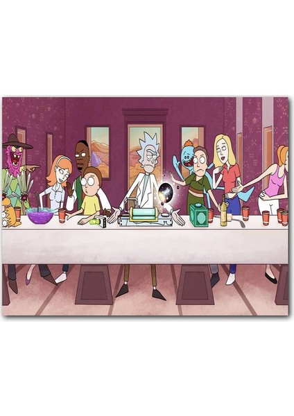 Cakatablo Ahşap Tablo Son Akşam Rick ve Morty Görseli
