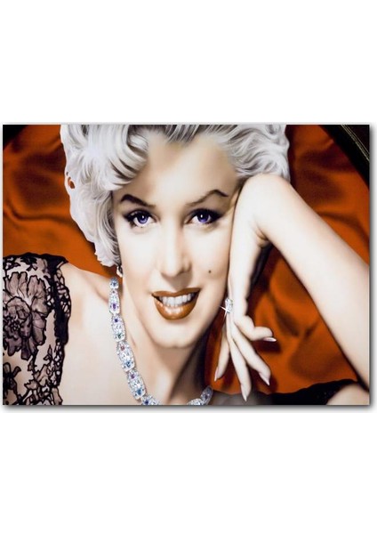 Cakatablo Ahşap Tablo Marilyn Monreo Beyaz Saç Gülümseme Görseli