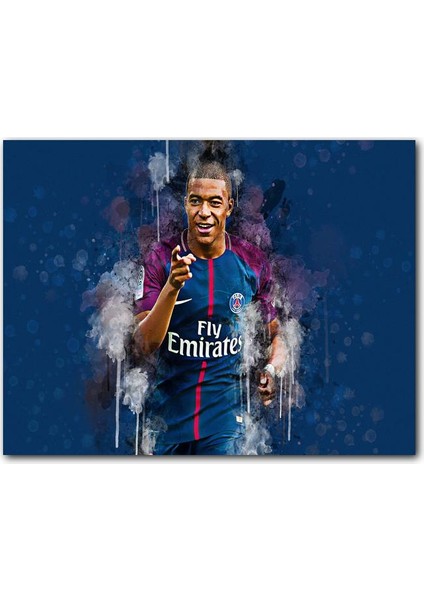 Cakatablo Ahşap Tablo Yıldız Futbolcu Kylian Mbappe Görseli