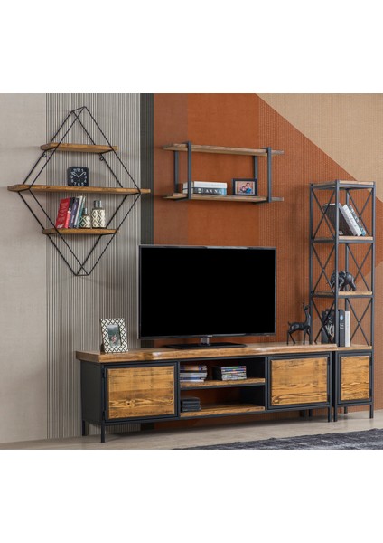 Wooden Ladin Ahşap Tv Ünitesi Seti