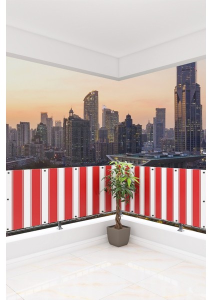 Balkon Demir Perdesi, 270 x 80 Kırmızı Renkli. Balkon Demir Brandası