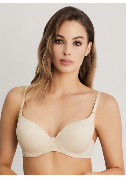 ERSK111 Daisy Kulaklı Yarı Push-Up Tek Sütyen - Ten