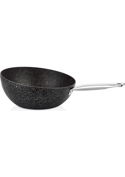 Black Line Boomerang Granit Döküm 30 cm Wok Tava Siyah