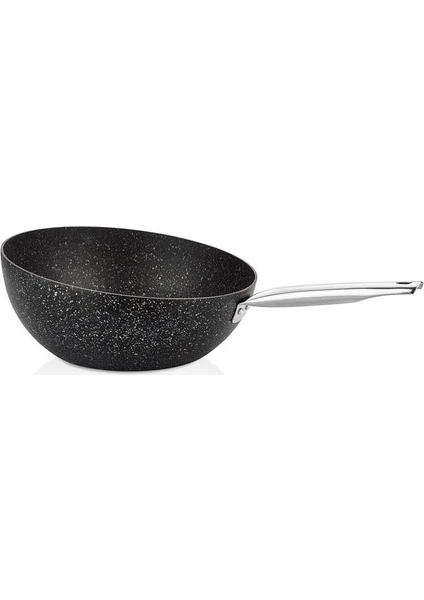 Black Line Boomerang Granit Döküm 30 cm Wok Tava Siyah