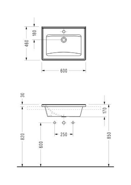 E.C.A Serel Star 46X60 cm Tezgah Etajerli Lavabo 3001TXS110H