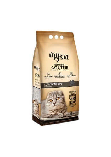 Mycat (10 Lt) Bentonit Kedi Kumu Aktif Carbon ( Ince Tane )