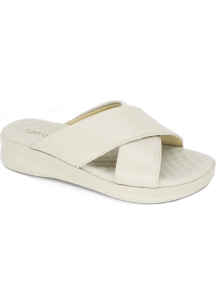 9975-3 Anatomic Deri Kadın Masaj Tabanlı Rahat Günlük Terlik