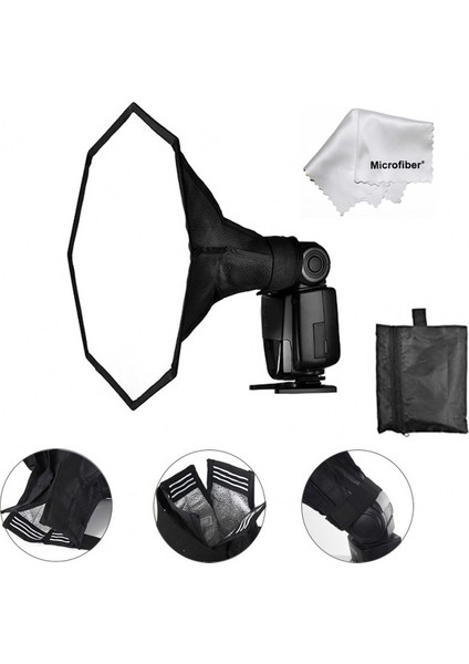 Tepe Kafa Flash Flaş Için 30CM Octagon Softbox Canon Nikon Yongnuo Pixel Godox
